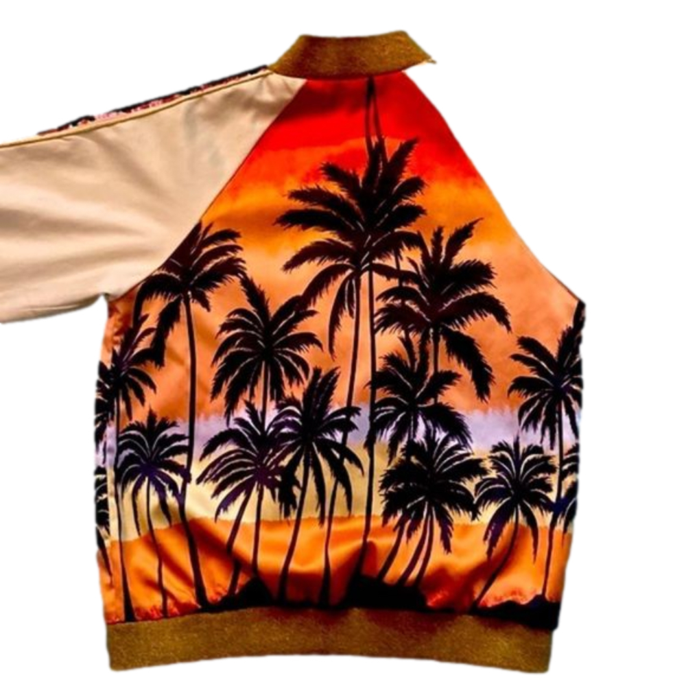 Saint LAURENT Runway Palm Tree Satin Bomber Jacket - Picture 4 of 13